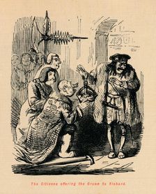 The Citizens offering the Crown to Richard . Artist: John Leech