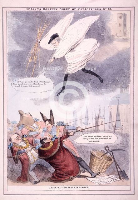 'The City Churches in Danger', 1834. Artist: Anon