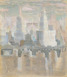 The City. From the cycle "The City", 1908. Creator: Ciurlionis, Mikalojus Konstantinas (1875-1911)