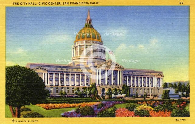 The City Hall, Civic Center, San Francisco, California, USA, 1932. Artist: Unknown