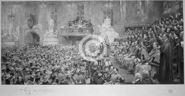 The City Imperial Volunteers in the Guildhall, City of London, 1900 (1902).                          Artist: John Henry Frederick Bacon