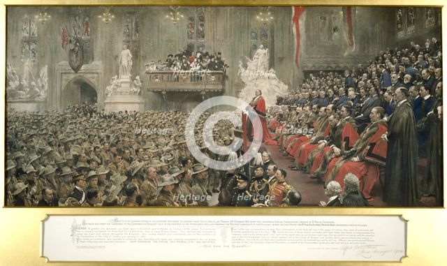 The City Imperial Volunteers in Guildhall, London, 1900.  Artist: John Henry Frederick Bacon