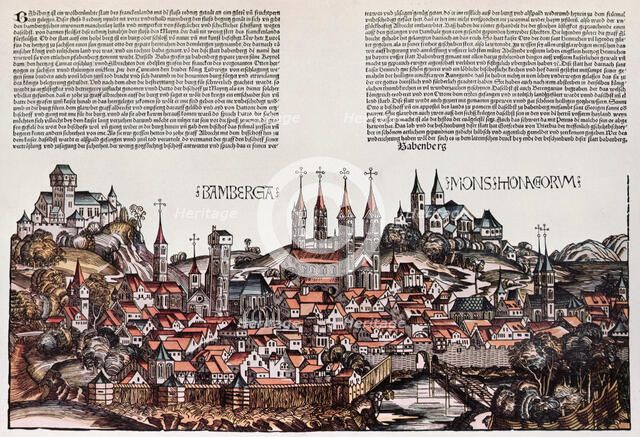 The City of Bamberg, colored xylography in 'Chronicarum', 1493.