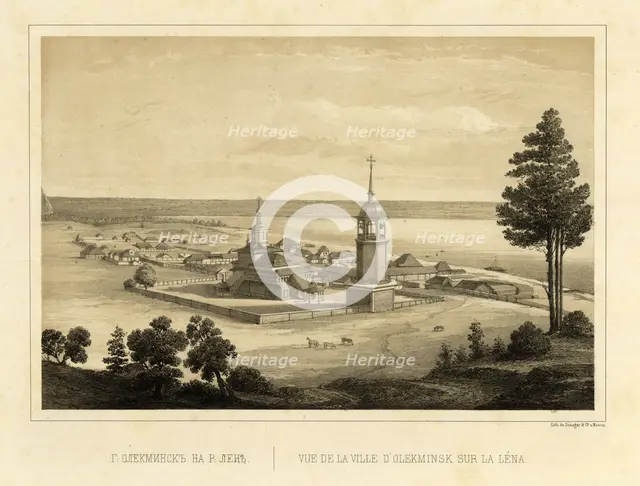 The City of Olekminsk on the Lena River, 1856. Creator: Ivan Dem'ianovich Bulychev.