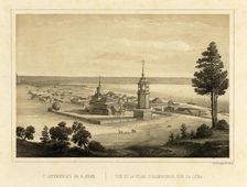 The City of Olekminsk on the Lena River, 1856. Creator: Ivan Dem'ianovich Bulychev