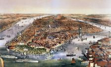 The city of New York, USA, 1870. Creator: Currier and Ives