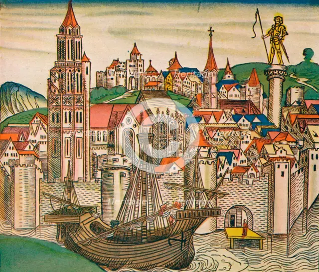'The City of Treviso with a Carrack', 1493. Artist: Unknown.