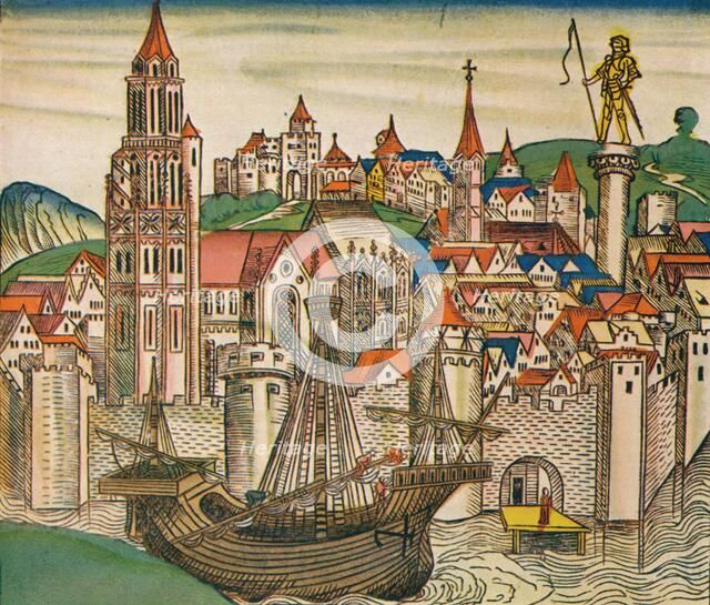 'The City of Treviso with a Carrack', 1493. Artist: Unknown.