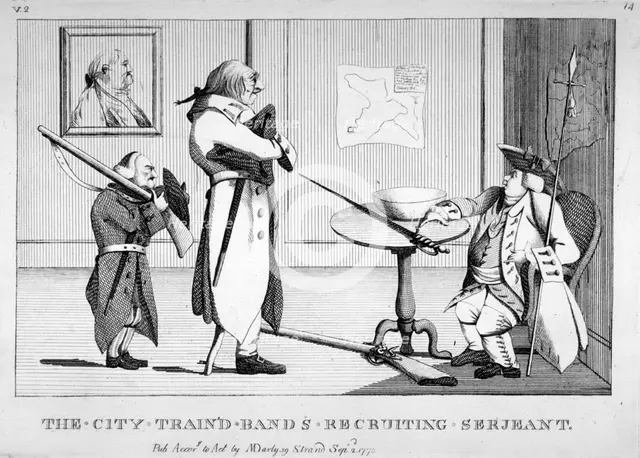 'The City train'd bands recruiting serjeant', 1773. Artist: Anon