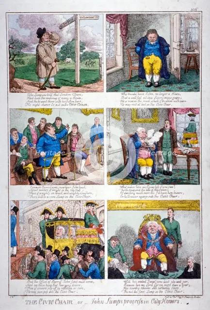 'The civic chair - or - John Lump's progress in City honors', c1815.                        Artist: Anon