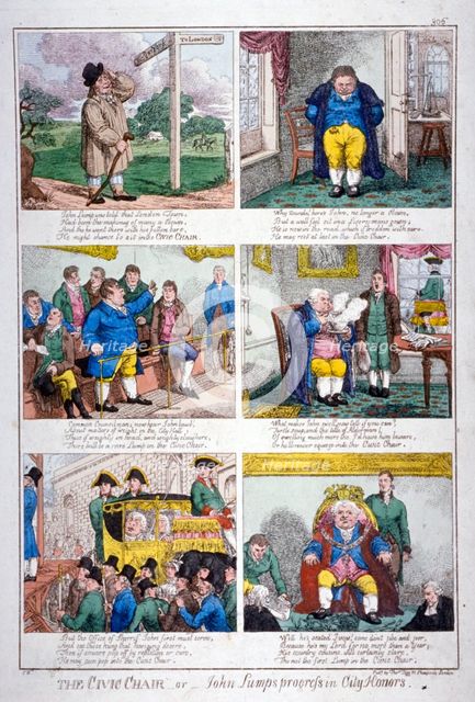 'The civic chair - or - John Lump's progress in City honors', c1815.                        Artist: Anon