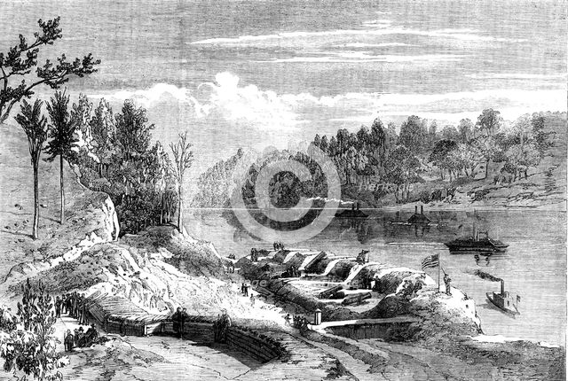 The Civil War in America - main battery at Fort Pillow..., 1862. Creator: Unknown.