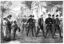 The Civil War in America: drumming out a soldier of the Federal Army through the streets..., 1861. Creator: Unknown
