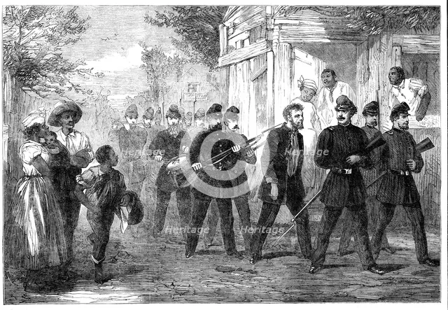 The Civil War in America: drumming out a soldier of the Federal Army through the streets..., 1861. Creator: Unknown.