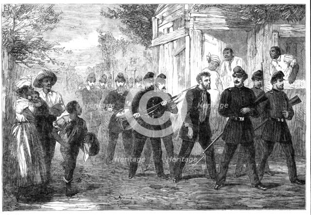The Civil War in America: drumming out a soldier of the Federal Army through the streets..., 1861. Creator: Unknown.