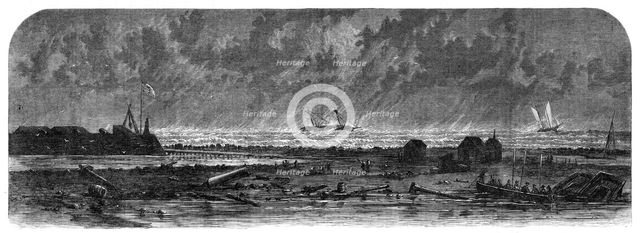 The Civil War in America: Hatteras Spit, with the wreck of the City of New York on the... 1862. Creator: Unknown.