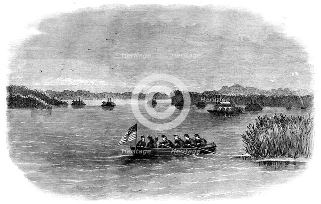 The Civil War in America: position of the Federal flotilla on the Mississippi..., 1862. Creator: Unknown.