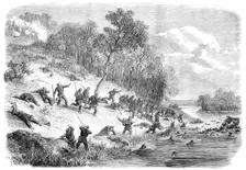 The Civil War in America: retreat of the Federalists after the fight at Ball's Bluff..., 1861. Creator: Unknown
