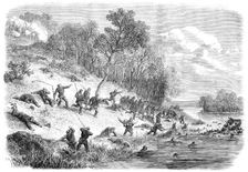 The Civil War in America: retreat of the Federalists after the fight at Ball's Bluff..., 1861. Creator: Unknown