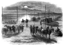 The Civil War in America: the long bridge over the Potomac at Washington, guarded by the..., 1861. Creator: Unknown