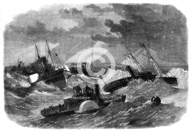 The Civil War in America: the Picket leading the ships of the Burnside Expedition over..., 1862. Creator: Unknown.