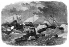 The Civil War in America: the Picket leading the ships of the Burnside Expedition over..., 1862. Creator: Unknown