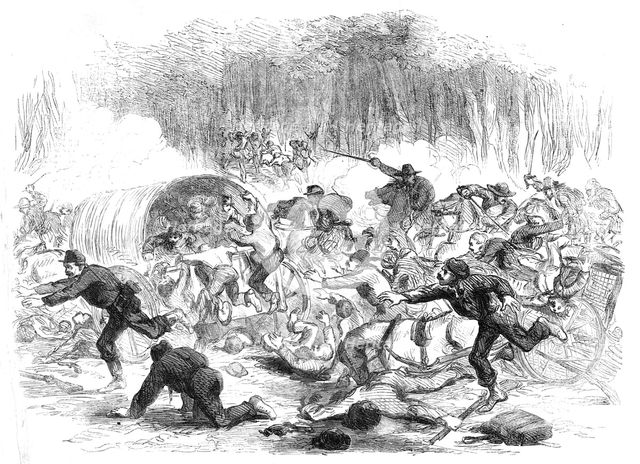 The Civil War in America: the stampede from Bull Run - from a sketch by our special artist, 1861. Creator: Unknown.