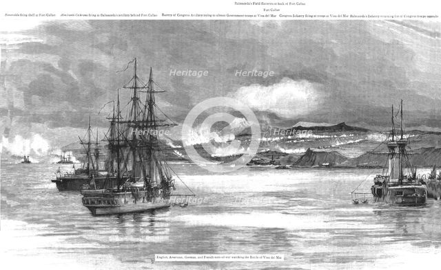 '' The Civil War in Chili, The Battle of Vina Del Mar', 1891. Creator: Charles William Wyllie.