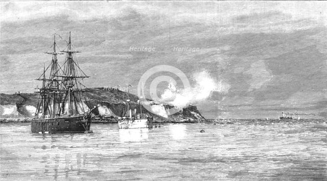 ' The Civil War in Chili, Forts Valdiva and Yerbas at Valparaiso firing on the Rebel Cong...', 1891. Creator: Unknown.