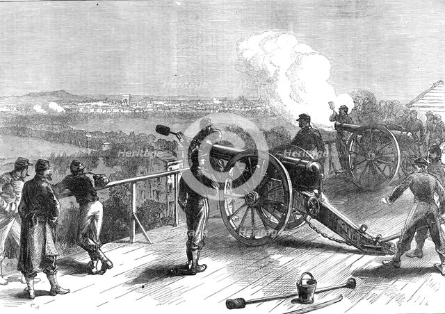 The Civil War in France: Fort Valérien firing at Paris, 1871. Creator: C. R..