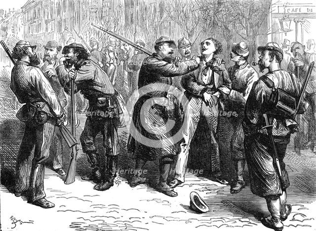 The Civil War in France: impressment in the streets of Paris for the army of the Commune, 1871. Creator: Unknown.