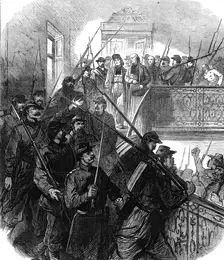 The Civil War in Paris: arrest of the Archbishop by the Communists, 1871. Creator: Unknown