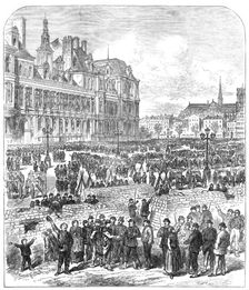 The Civil War in Paris: barricades in front of the Hotel de Ville, 1871. Creator: Unknown