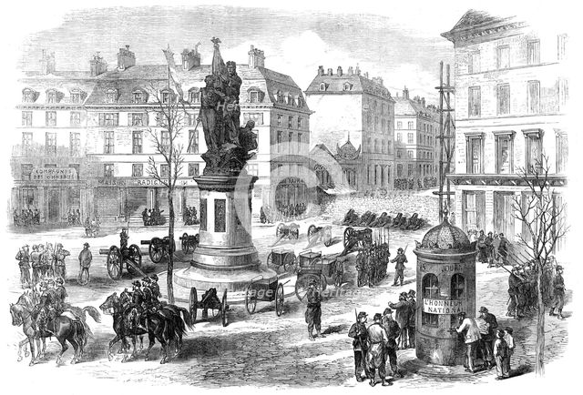 The Civil War in Paris: barricades in the Place Clichy, 1871. Creator: Unknown.