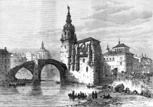 The Civil War in Spain: view in Bilbao - the church and bridge at St. Antonio, 1874. see 0580033139 Creator: Unknown
