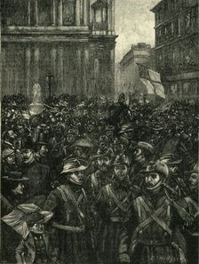 The C.I.V.'s Marching Down Ludgate Hill, On The Way From The Mansion House To Waterloo..., c1900. Creator: E. B. Hodgson