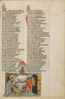 The Cleansing of the Temple; Weltchronik, about 1400-1410. Creator: Unknown