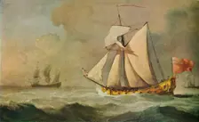 The Cleveland Yacht at Sea in a Fresh Breeze 1678. Artist: Willem van de Velde the Younger