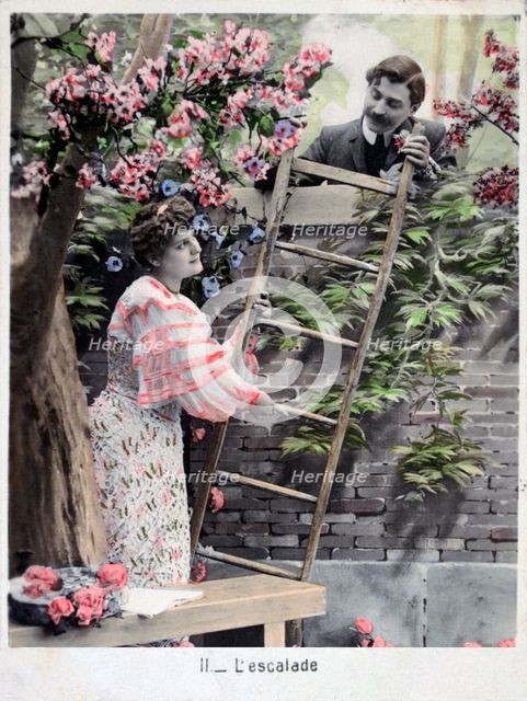 'The Climbing', vintage French postcard, c1900. Artist: Unknown