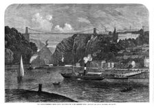 The Clifton suspension bridge across the River Avon, 1864