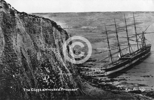 The cliffs and wrecked 'Preussen', Dover, 20th century. Artist: Unknown