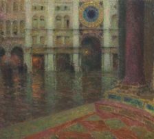 The clock in St. Mark's Square, 1906. Creator: Henri Eugene Le Sidaner