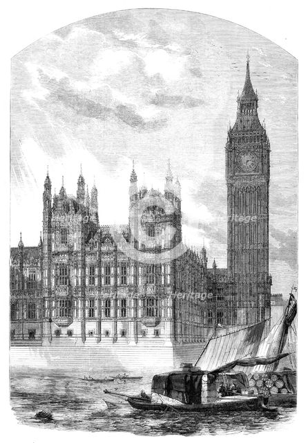 The Clock-Tower and Speaker's Residence, New Houses of Parliament, 1857. Creator: J. & A.W..