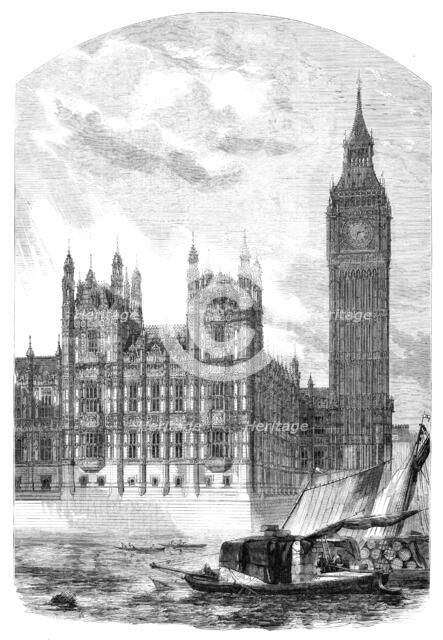 The Clock-Tower and Speaker's Residence, New Houses of Parliament, 1857. Creator: J. & A.W..