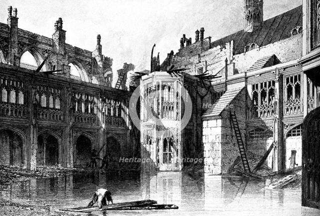 The Cloister Court, St Stephen's Chapel, Palace of Westminster, 1834 (c1905). Artist: Unknown