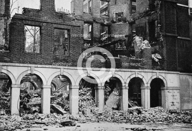 'The Cloisters in the Temple after having been wrecked by fire', 1941. Artist: Unknown.