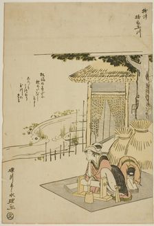 The Cloth-fulling Jewel River in Settsu Province (Settsu Toi no Tamagawa), from an..., c. 1785. Creator: Rekisentei Eiri