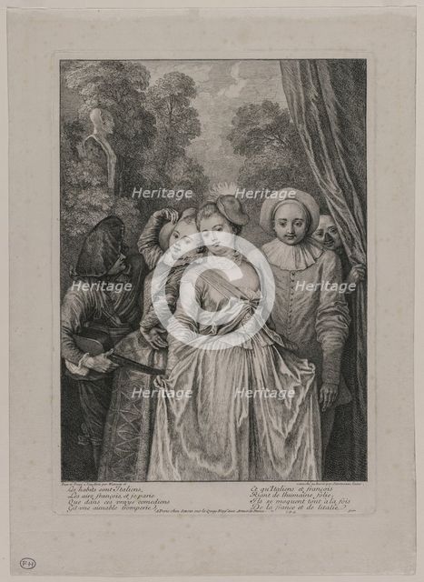 The Clothes are Italian , 1715-1716. Creator: Jean Antoine Watteau (French, 1684-1721); Charles Simonneau (French, 1645-1728), and.