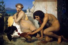 The Cock Fight or Young Greeks Attending a Cock Fight, 1846. Academicism style. Orsay Museum, Paris. Creator: Jean-Leon Gerome