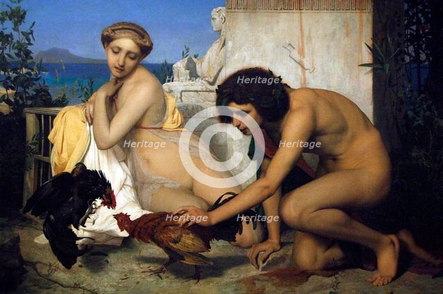 The Cock Fight or Young Greeks Attending a Cock Fight, 1846. Academicism style. Orsay Museum, Paris. Creator: Jean-Leon Gerome.